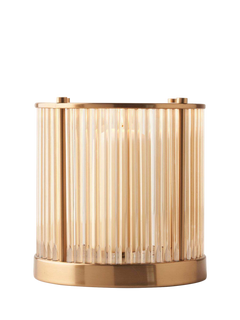 Truly Glass Hurricane Glass Candle Holder, Brass