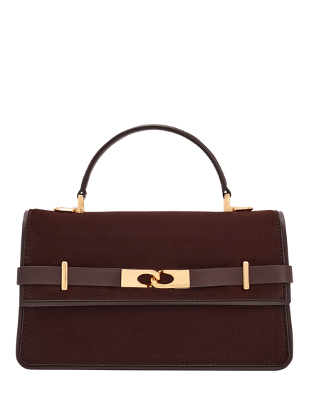 CHARLES & KEITH Arlet Crossbody Turn Lock Handbag, Espresso Brown