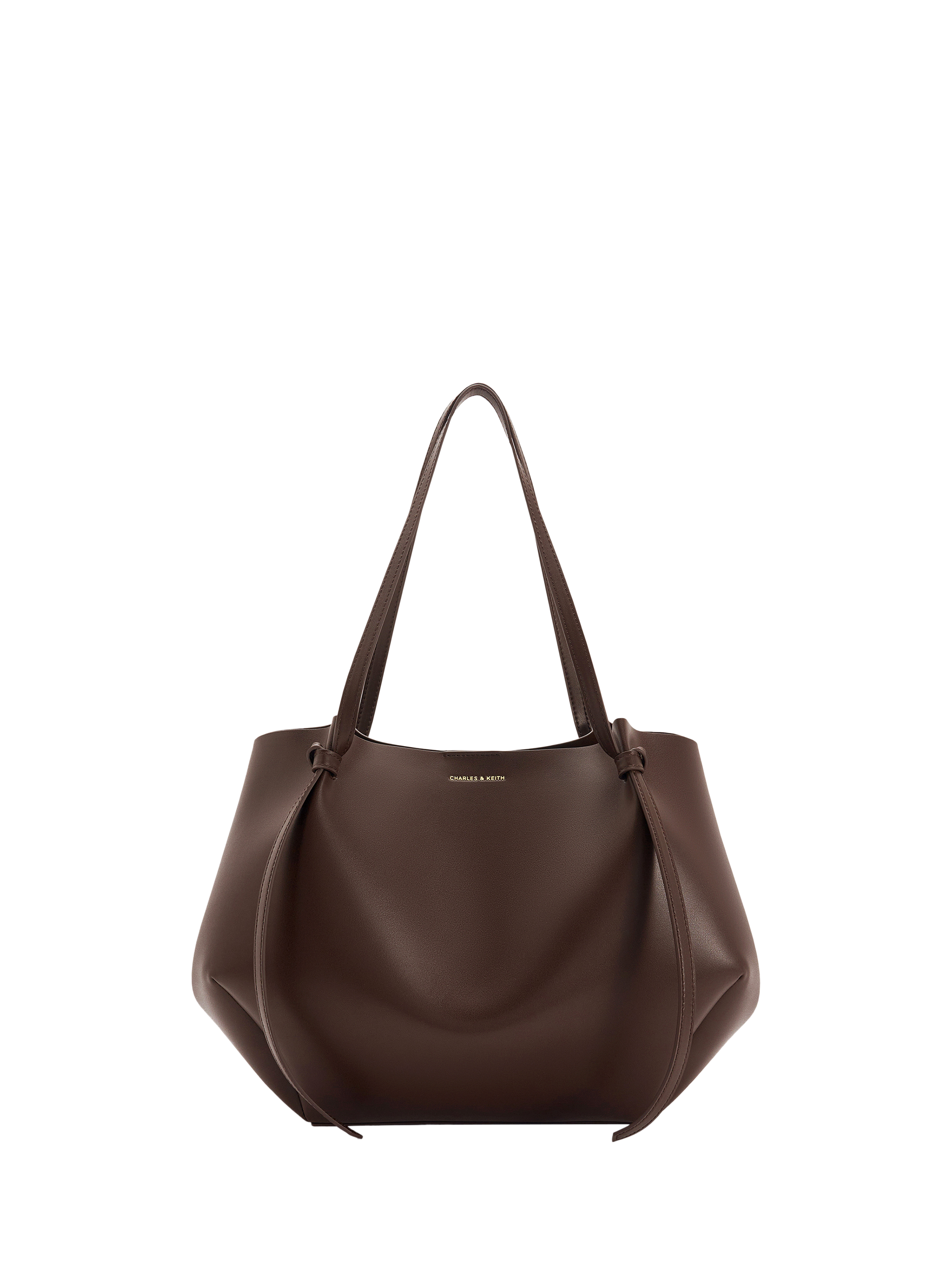 Product image 1 of 6, which shows CHARLES & KEITH Calla XL Magnetic Closure Tote Bag, Chocolate