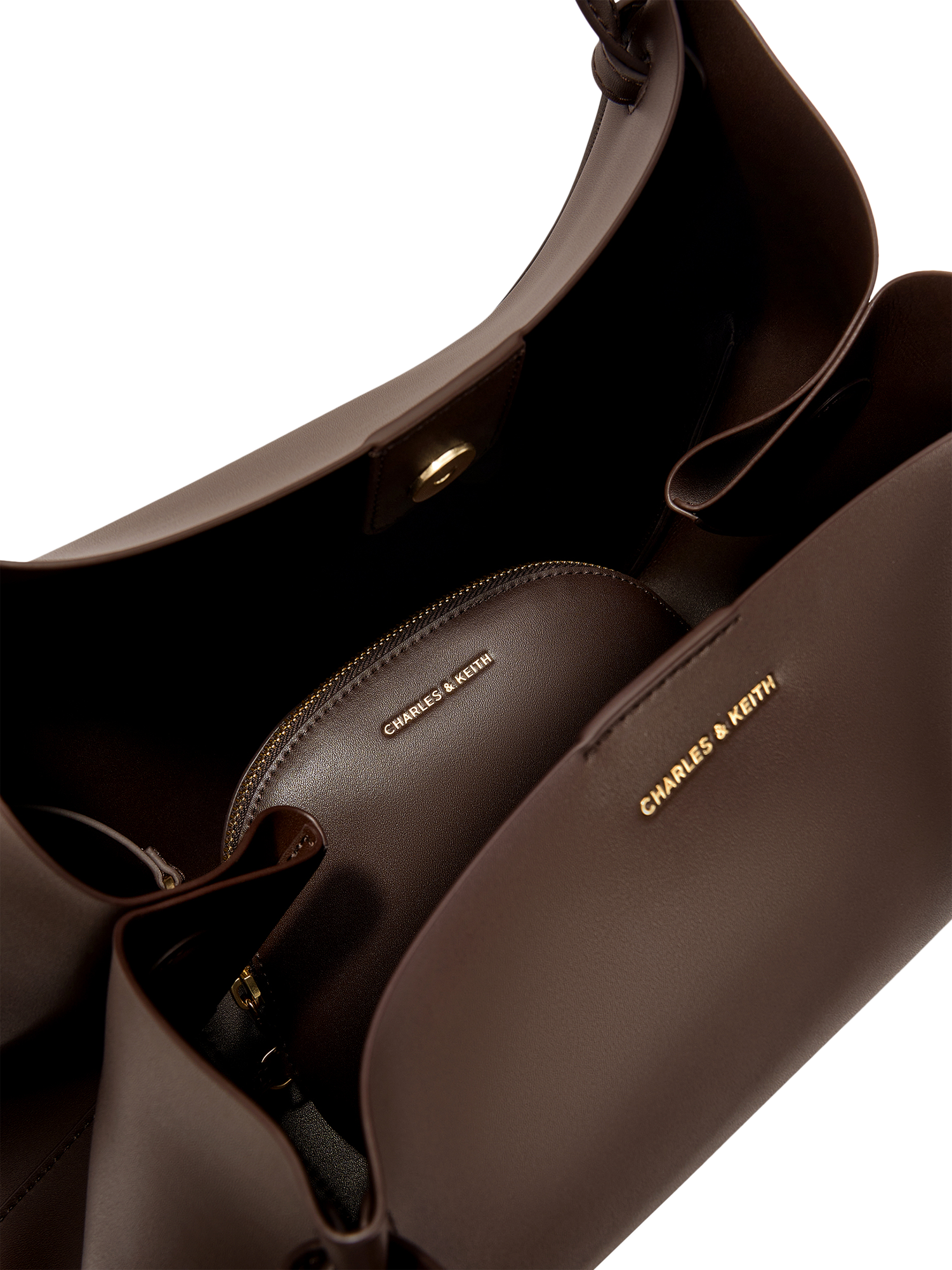 Product image 6 of 6, which shows CHARLES & KEITH Calla XL Magnetic Closure Tote Bag, Chocolate