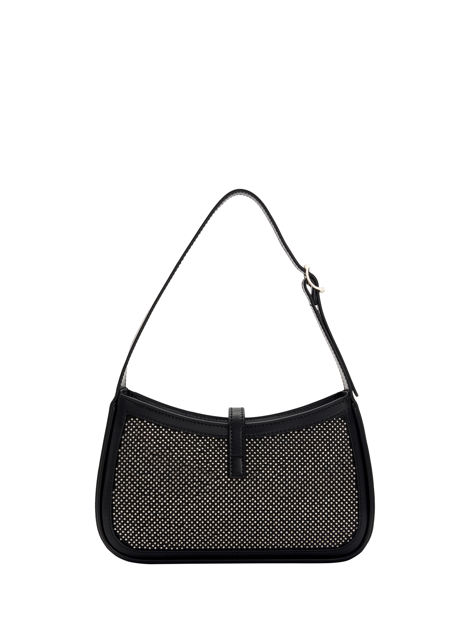 Product image 3 of 5, which shows CHARLES & KEITH Cesia Glitter Satin Shoulder Bag, Black