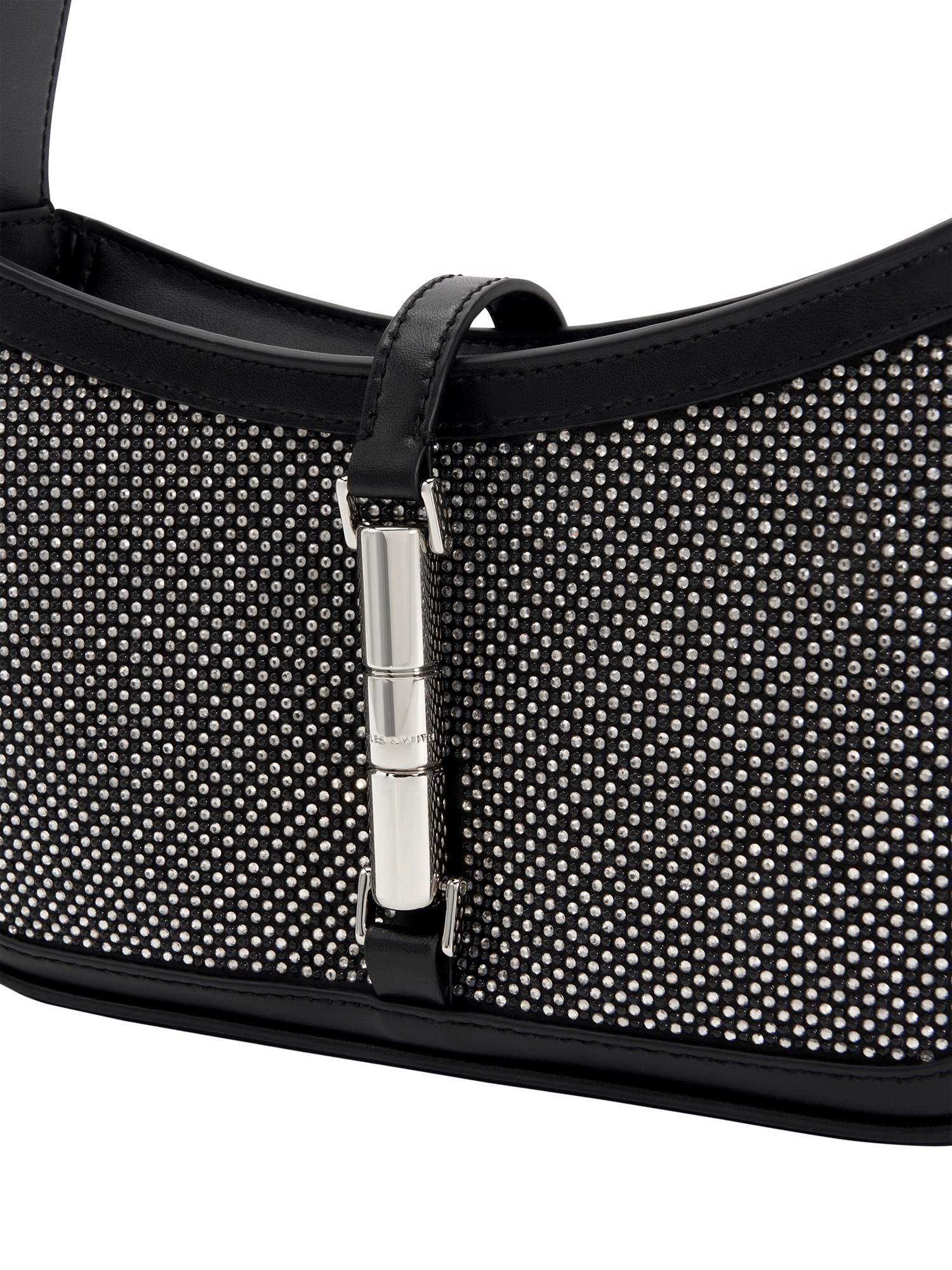 Product image 4 of 5, which shows CHARLES & KEITH Cesia Glitter Satin Shoulder Bag, Black