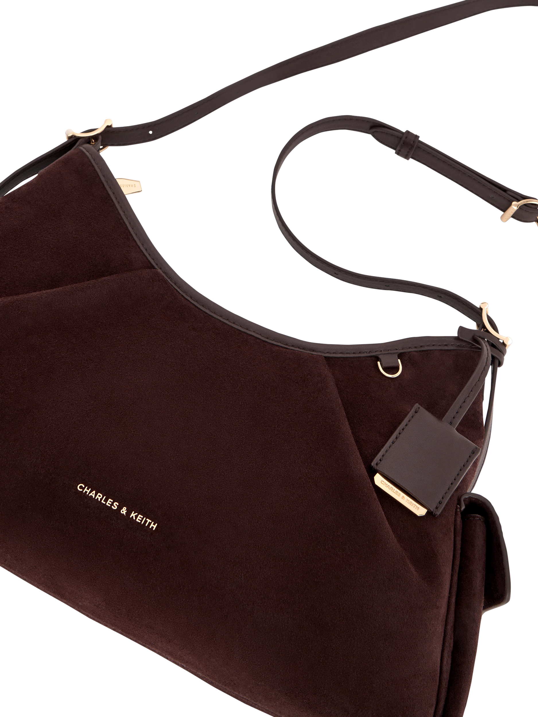 Product image 4 of 5, which shows CHARLES & KEITH Khai Leather Zip Shoulder Bag, Chocolate