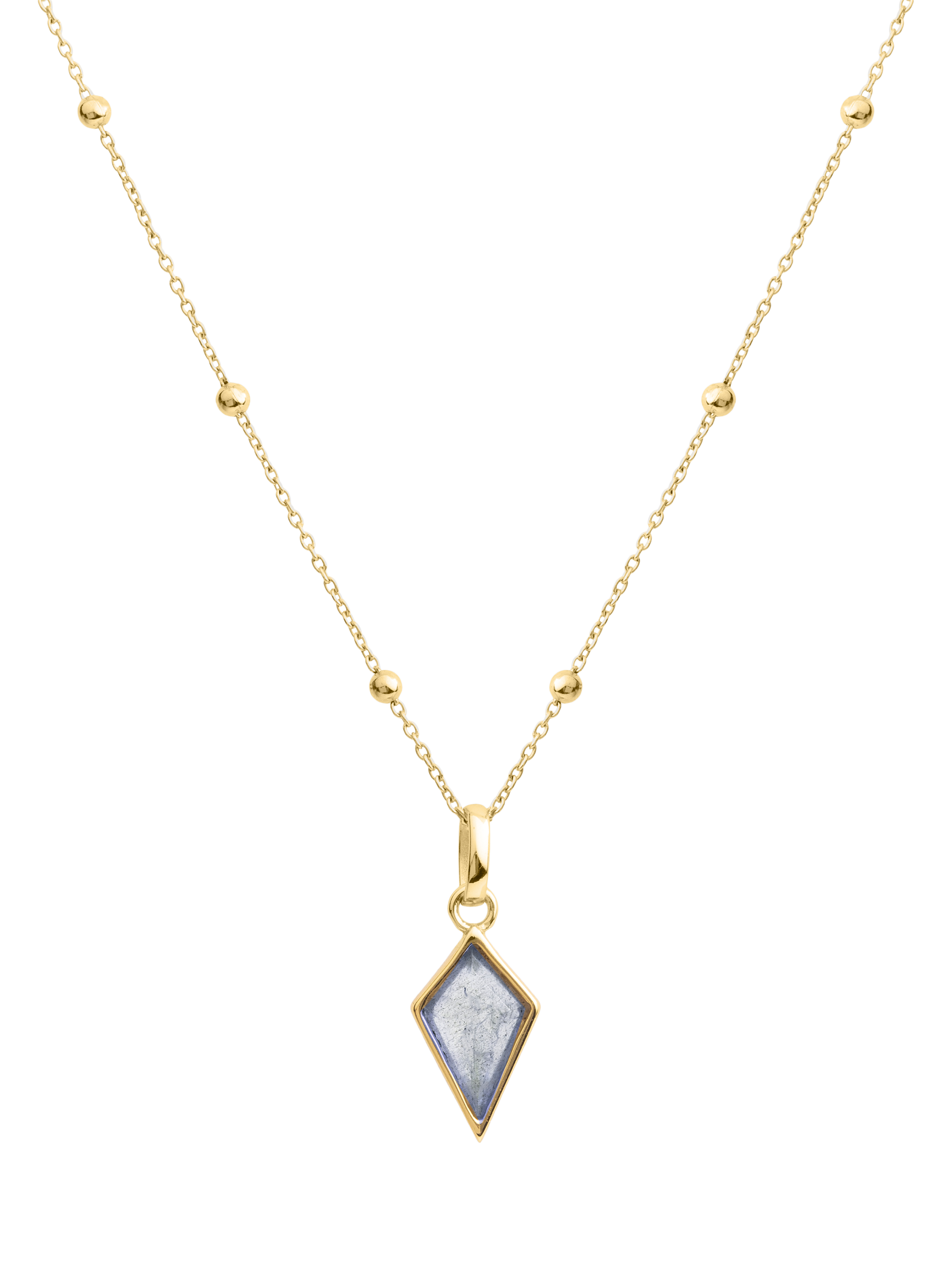 Product image 1 of 2, which shows LARNAUTI Pyramid Beaded Chain Pendant Yellow Gold