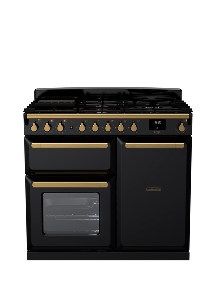 Rangemaster Estel Deluxe ESDL 100cm Dual Fuel Range Cooker with Gas Hob, Black