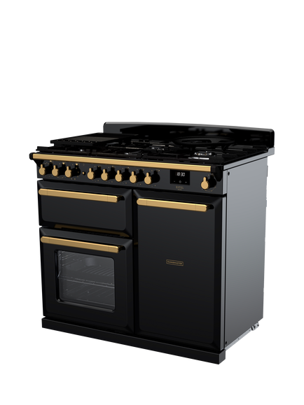 Rangemaster Estel Deluxe ESDL 100cm Dual Fuel Range Cooker with Gas Hob - view 2, Black