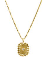LARNAUTI Lozenge Cubic Zirconia Beaded Chain Necklace, Yellow Gold