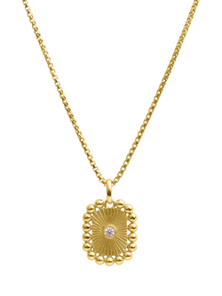 LARNAUTI Lozenge Cubic Zirconia Beaded Chain Necklace, Yellow Gold, Yellow Gold