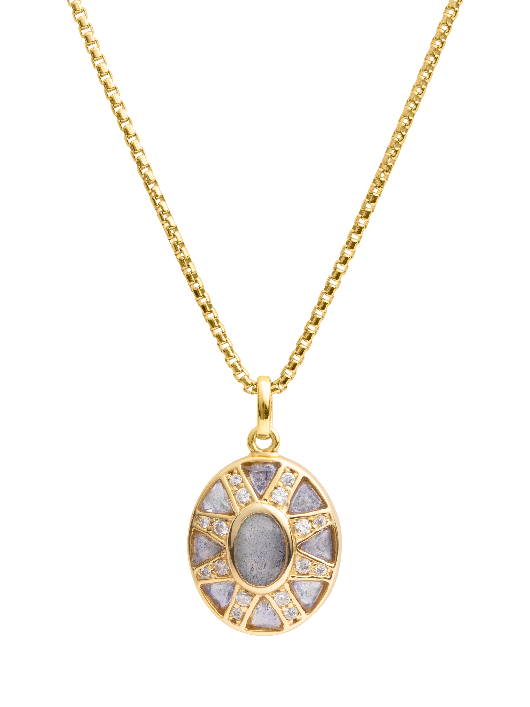 Product image 1 of 1, which shows LARNAUTI Labradorite Star Pendant, Yellow Gold