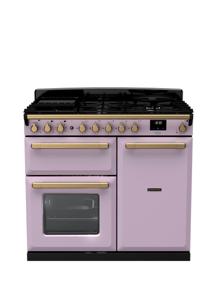 Rangemaster Estel Deluxe 100cm Dual Fuel Range Cooker with Gas Hob, Heather/Antique Brass