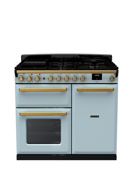 Rangemaster Estel Deluxe ESDL 100cm Dual Fuel Range Cooker with Gas Hob, Misty Blue
