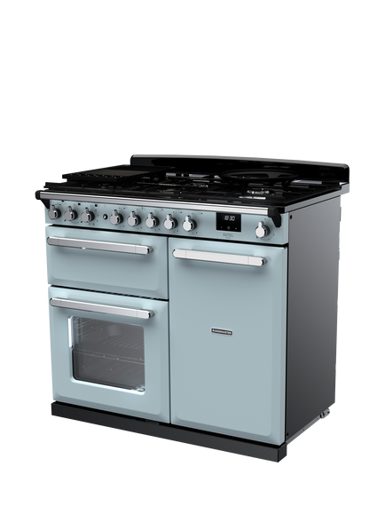 Rangemaster Estel Deluxe 100cm Dual Fuel Range Cooker with Gas Hob - view 2, Misty Blue