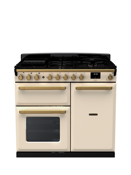 Rangemaster Estel Deluxe ESDL 100cm Dual Fuel Range Cooker with Gas Hob, Pale Cream