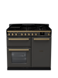 Rangemaster Estel Deluxe 100cm Dual Fuel Range Cooker with Gas Hob, Slate/Antique Brass