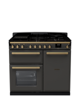 Rangemaster Estel Deluxe 100cm Dual Fuel Range Cooker with Gas Hob, Slate/Antique Brass
