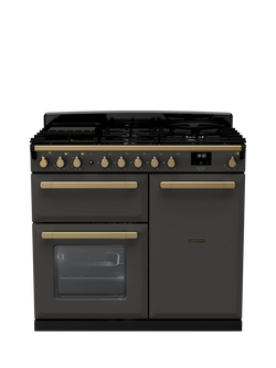 Rangemaster Estel Deluxe 100cm Dual Fuel Range Cooker with Gas Hob, Slate/Antique Brass