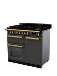 Rangemaster Estel Deluxe 100cm Dual Fuel Range Cooker with Gas Hob, Slate/Antique Brass