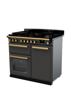 Rangemaster Estel Deluxe 100cm Dual Fuel Range Cooker with Gas Hob - view 2, Slate/Antique Brass