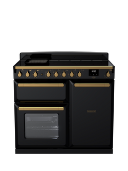 Rangemaster Estel Deluxe 100cm Electric Range Cooker with Induction Hob, Black/Antique Brass