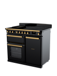 Rangemaster Estel Deluxe 100cm Electric Range Cooker with Induction Hob, Black/Antique Brass
