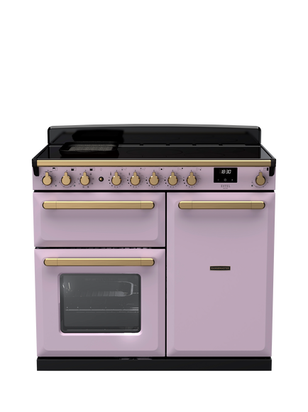 Rangemaster Estel Deluxe 100cm Electric Range Cooker with Induction Hob, Heather/Antique Brass