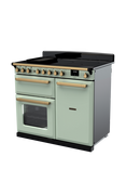 Rangemaster Estel Deluxe 100cm Electric Range Cooker with Induction Hob, Mint/Antique Brass