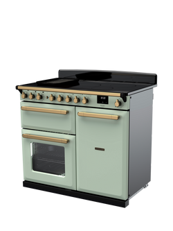 Rangemaster Estel Deluxe 100cm Electric Range Cooker with Induction Hob - view 2, Mint/Antique Brass