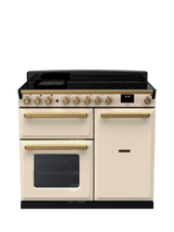 Rangemaster Estel Deluxe 100cm Electric Range Cooker with Induction Hob, Pale Cream/Antique Brass