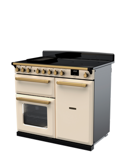 Rangemaster Estel Deluxe 100cm Electric Range Cooker with Induction Hob - view 2, Pale Cream/Antique Brass