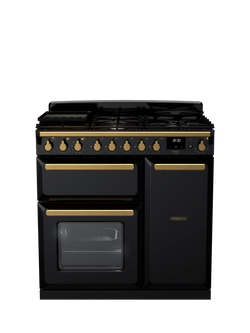 Rangemaster Edge Deluxe 90cm Dual Fuel Range Cooker with Gas Hob, Black