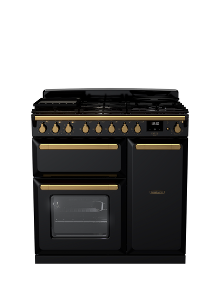 Rangemaster Edge Deluxe 90cm Dual Fuel Range Cooker with Gas Hob, Black