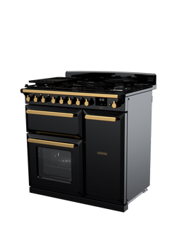 Rangemaster Edge Deluxe 90cm Dual Fuel Range Cooker with Gas Hob - view 2, Black