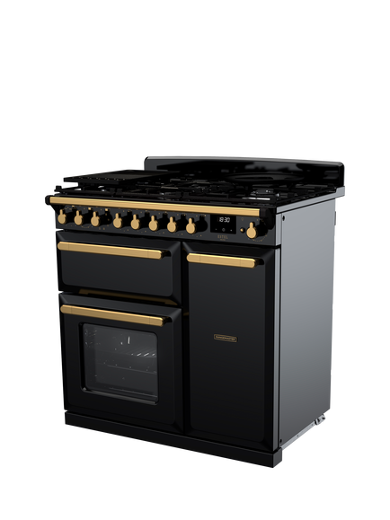 Rangemaster Edge Deluxe 90cm Dual Fuel Range Cooker with Gas Hob - view 2, Black