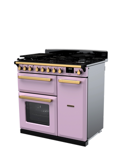 Rangemaster Edge Deluxe 90cm Dual Fuel Range Cooker with Gas Hob - view 2, Heather/Antique Brass