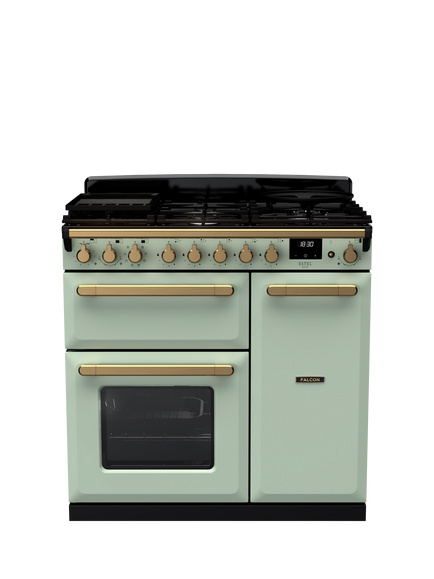 Rangemaster Edge Deluxe 90cm Dual Fuel Range Cooker with Gas Hob, Mint