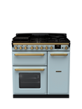 Rangemaster Edge Deluxe 90cm Dual Fuel Range Cooker with Gas Hob, Misty Blue