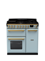 Rangemaster Edge Deluxe 90cm Dual Fuel Range Cooker with Gas Hob, Misty Blue