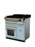 Rangemaster Edge Deluxe 90cm Dual Fuel Range Cooker with Gas Hob, Misty Blue