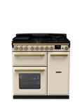 Rangemaster Edge Deluxe 90cm Dual Fuel Range Cooker with Gas Hob, Pale Cream