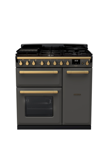 Rangemaster Edge Deluxe 90cm Dual Fuel Range Cooker with Gas Hob, Slate