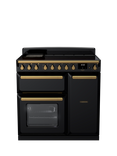 Rangemaster Estel Deluxe 90cm Electric Range Cooker with Induction Hob, Black/Antique Brass