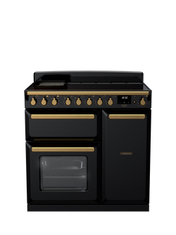 Rangemaster Estel Deluxe 90cm Electric Range Cooker with Induction Hob, Black/Antique Brass
