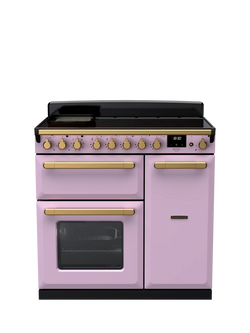 Rangemaster Estel Deluxe 90cm Electric Range Cooker with Induction Hob, Heather/Antique Brass