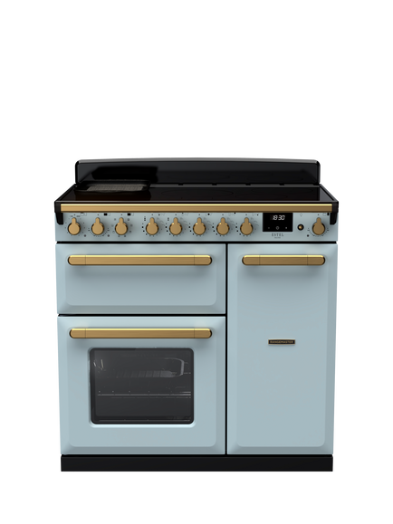 Rangemaster Estel Deluxe 90cm Electric Range Cooker with Induction Hob, Misty Blue