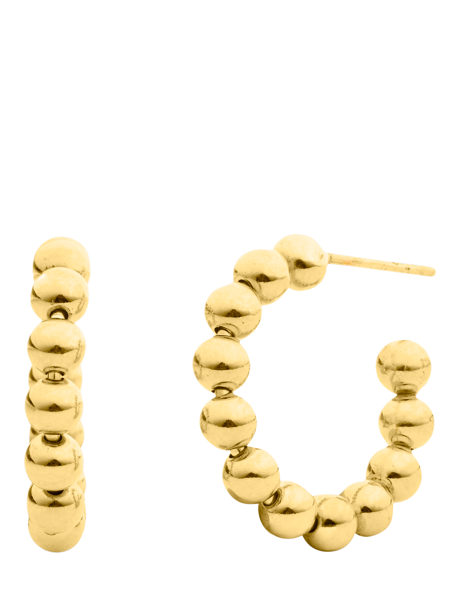 Product image 1 of 2, which shows LARNAUTI Beaded Hoop Earrings, Yellow Gold