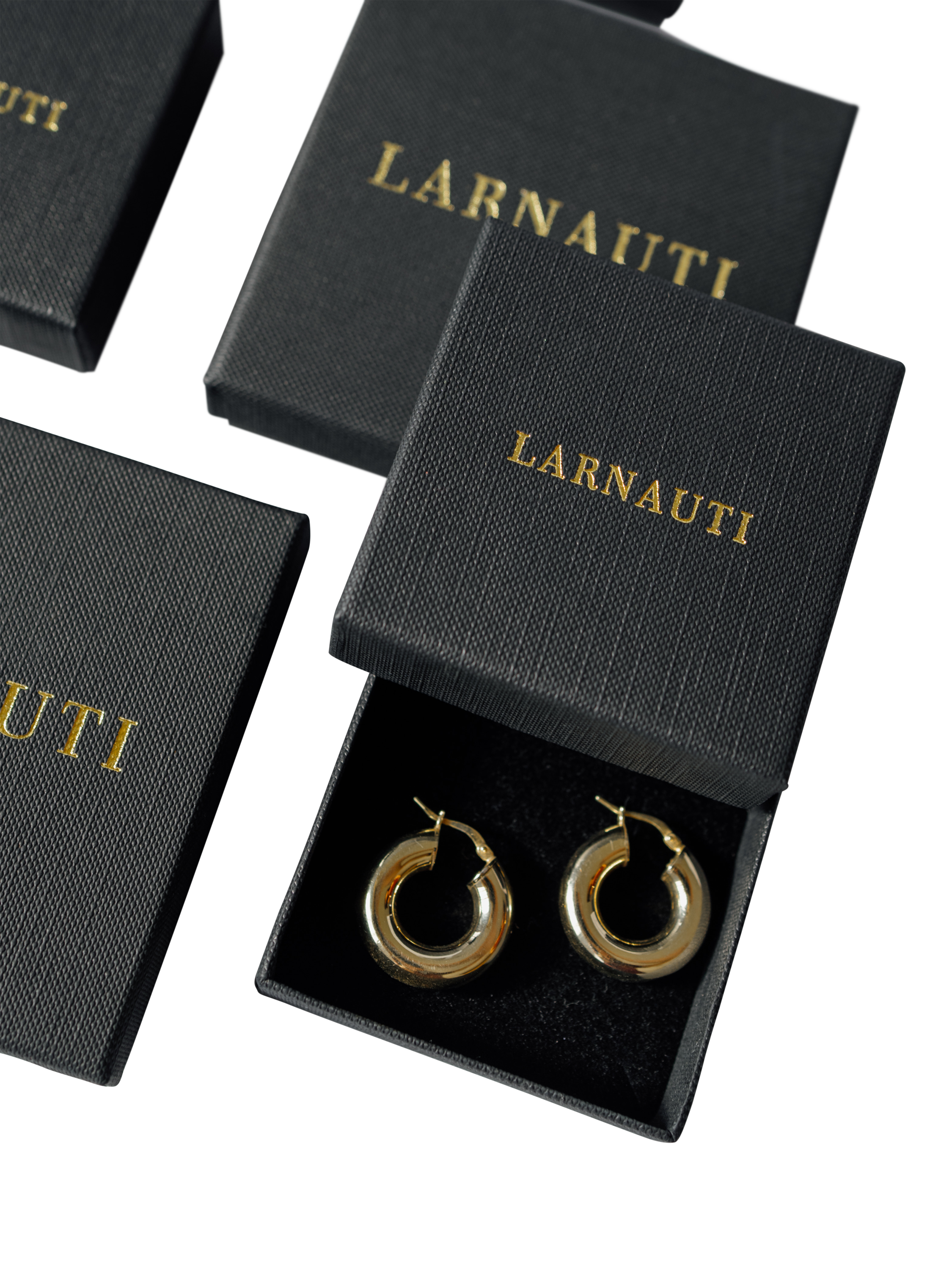 Product image 2 of 2, which shows LARNAUTI Beaded Hoop Earrings, Yellow Gold