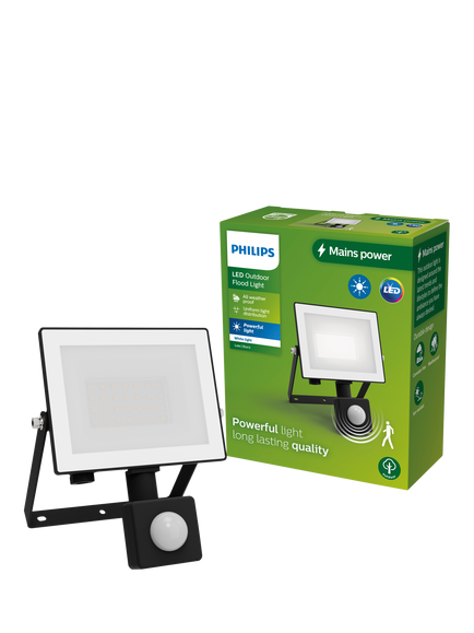 Philips Lois Motion Sensor 20W LED Outdoor Flood Light, Black, Black Black