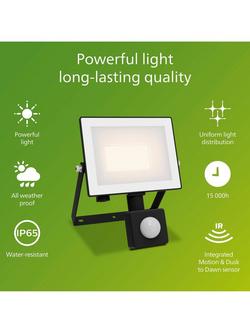 Philips Lois Motion Sensor 20W LED Outdoor Flood Light, Black - view 2, Black Black
