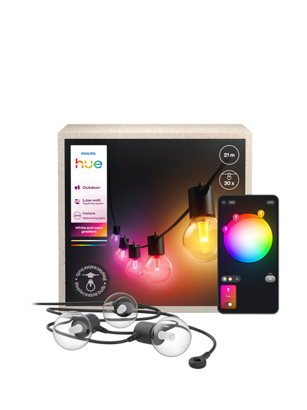 Philips Hue Festavia Outdoor White & Colour Gradient Globe String Lights, 21m, Black - view 2, Multi Multi