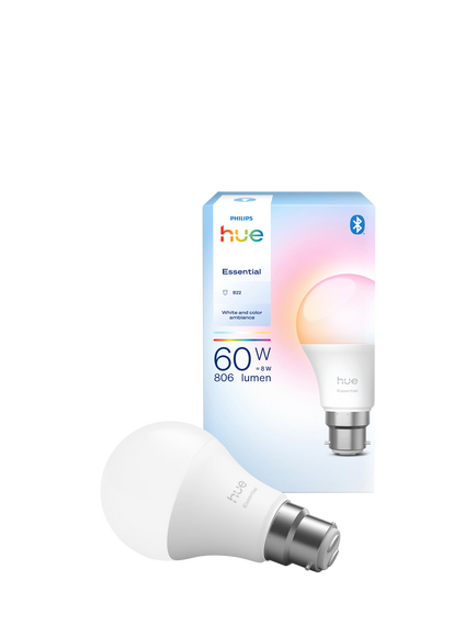 Philips Hue Essential White & Colour Ambiance 8W B22 Smart LED Bulb, Multi Multi